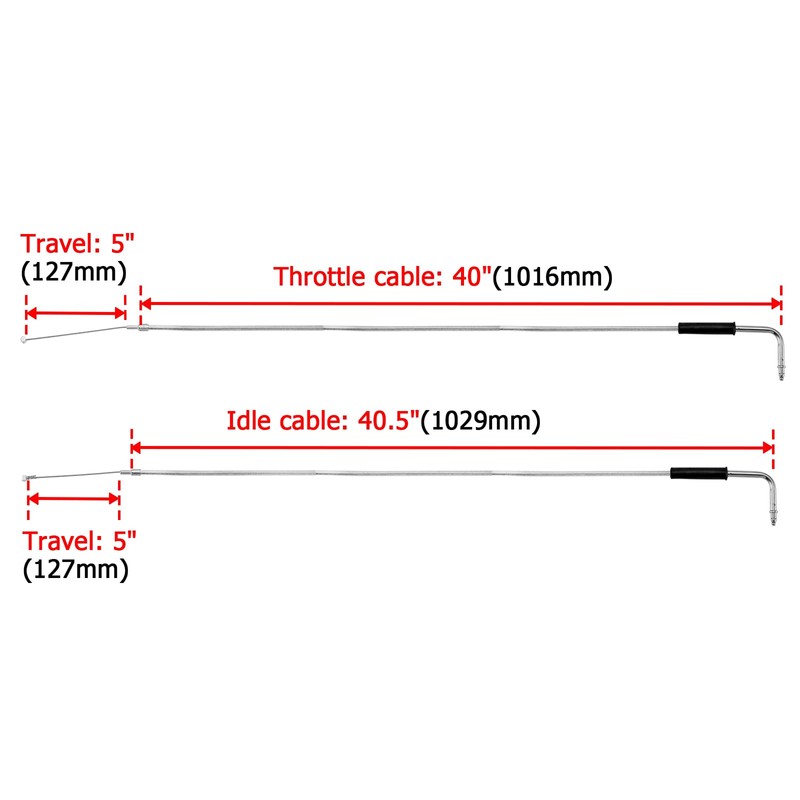 Mofun Extended Length 40" Throttle Cable and Idle Cable Kit