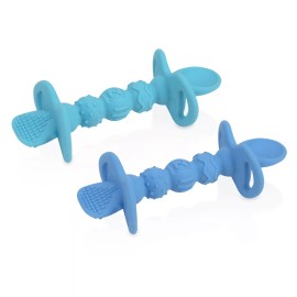 Nûby Nuby 2 Pack SureGrip Dipper Spoons -Silicone- Encourages Self-feeding - BPA Free - Teal & Blue