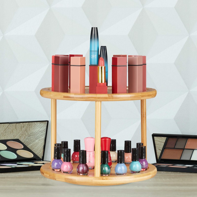 Relaxdays Revolving Spice Rack, Shelf Organiser, Cosmetic Stand, Kitchen Carousel,