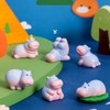 6Pcs Mini Hippopotamus Car Dashboard Figurines Self-Adhesive Cute Animal Decorations