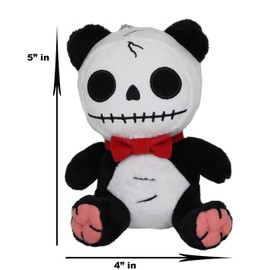 Ebros Gift Furry Bones Skeleton Pandie The Voodoo Panda with Red Bow Tie Soft Figurine Collectible 6" Tall Giant Pandas Bears Skulls and Skeletons Themed Furrybones Collection