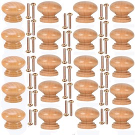 20pcs Round Wooden Drawer Cabinet Knobs Furniture Pulls for Dresser Drawers Wood 28mm