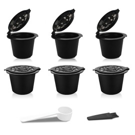 Reusable espresso Capsules Refillable Coffee Pods - Coffee Capsule Filter Compatible With Nespresso Coffee Machines - Replacement for Nespresso Capsules Black Coffee Filter Capsule - 6 units