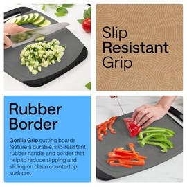 GORILLA GRIP Juego de 3 tablas de cortar de cocina reversibles sin BPA, diseadas en Estados Unidos, no porosas, ranuras para jugos atrapan lquidos,...