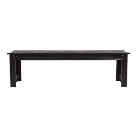 Shine Company Outdoor Wooden Backless Patio Garden Bench, 5 Ft, Black