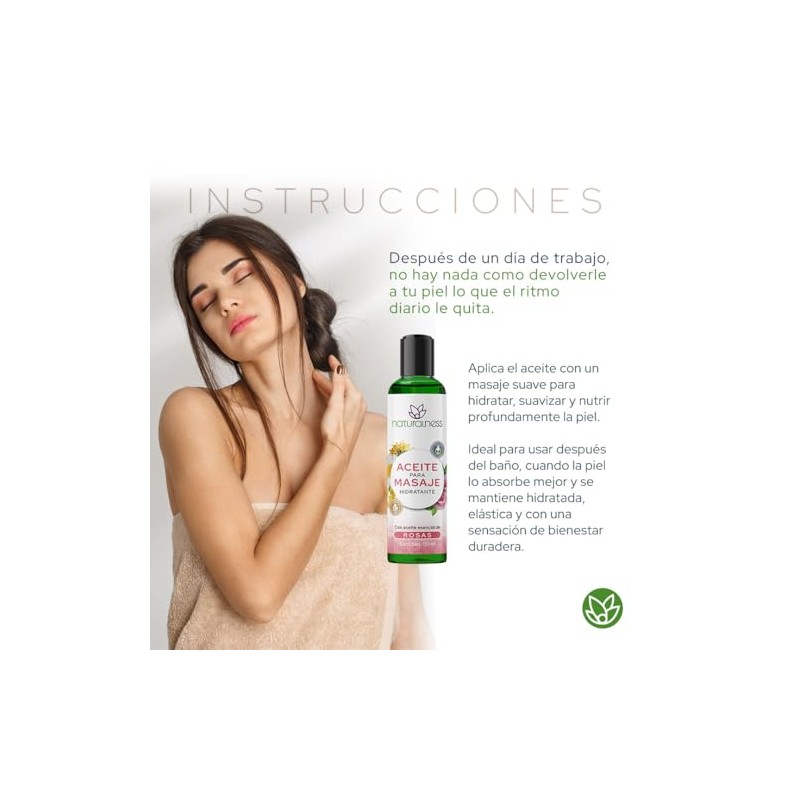 Naturalness Aceite para Masaje Corporal Hidratante con Manzanilla, Hamamelis y