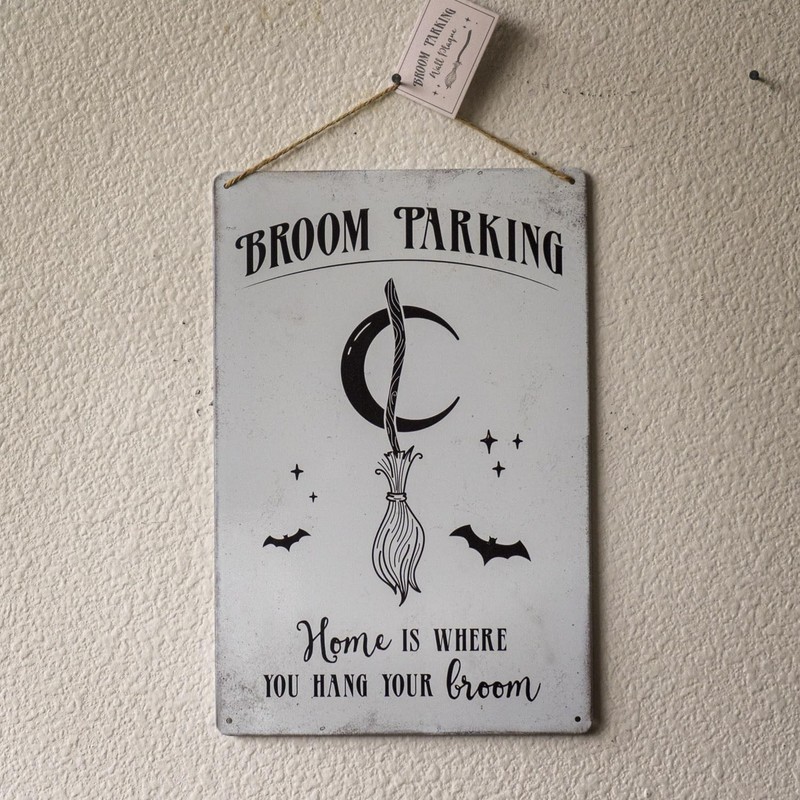 Pacific Trading Vintage Tin Broom Parking Sign