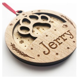 Dog Cat Pet Name Christmas Celebration Bauble Tree Decoration 2 Layer 3D - A Lovely Prezzy For Your Cat or Dog This Christmas
