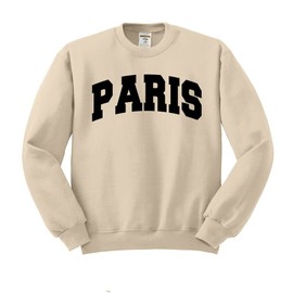 TeesAndTankYou Paris College Style Sweatshirt Unisex Small Sand