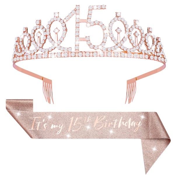 Abeillo 'It's my 15th Birthday' Sash and Tiara for Girls,