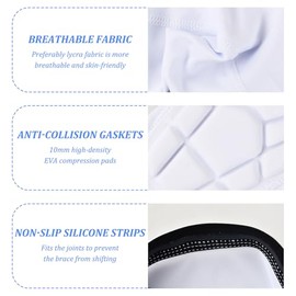 Pack of 2 Padded Arm Guards, White, Elbow Pads, Sports, Elbow Arm Protection, Basketball, Arm Warmers, Elbow Pad, Volleyball Arm Guards, Men's Handball Upper Arm Protectors for Softball, Cricket Football