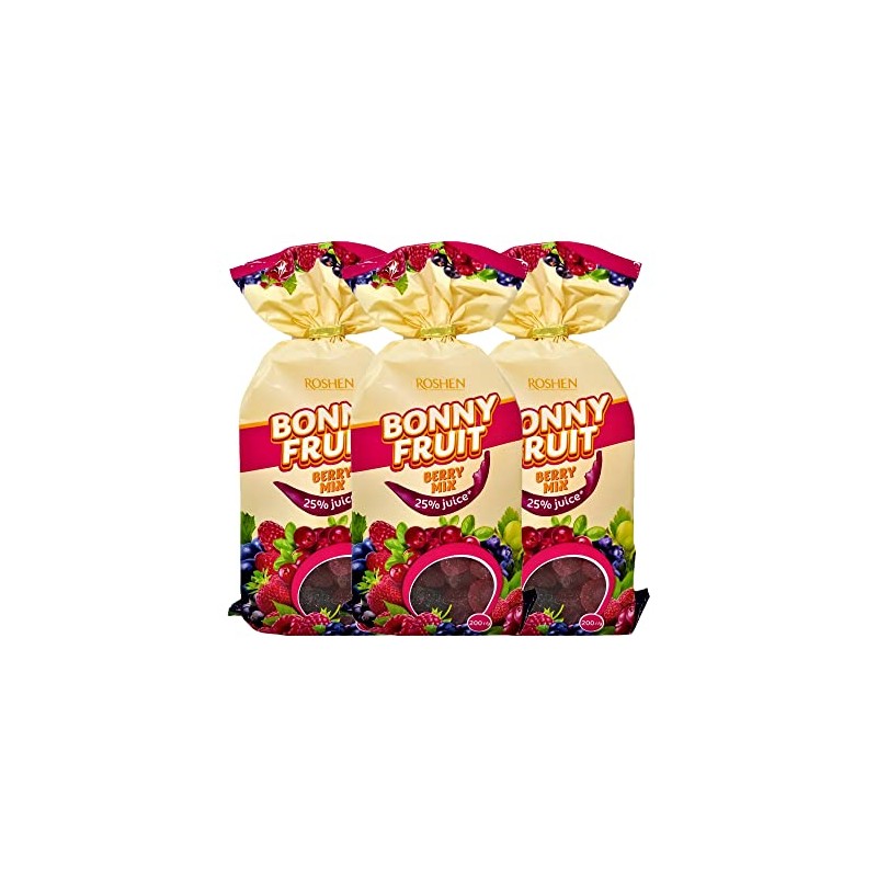 Roshen Bonny Fruit Berry Mix Gummy Candy, Made with 25%