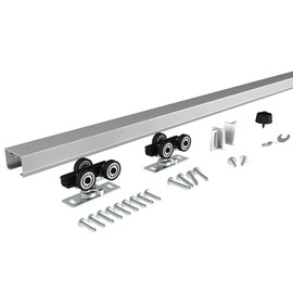 JUBEST 6FT Commercial Grade Pocket Door Hardware and Track Set, Sliding Door Hardware 68.7'', Durable and Smoothly, Easy to Install