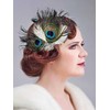 IYOU Peacock Feather Flapper Headpiece Green 1920s Gatsby Hair Clips