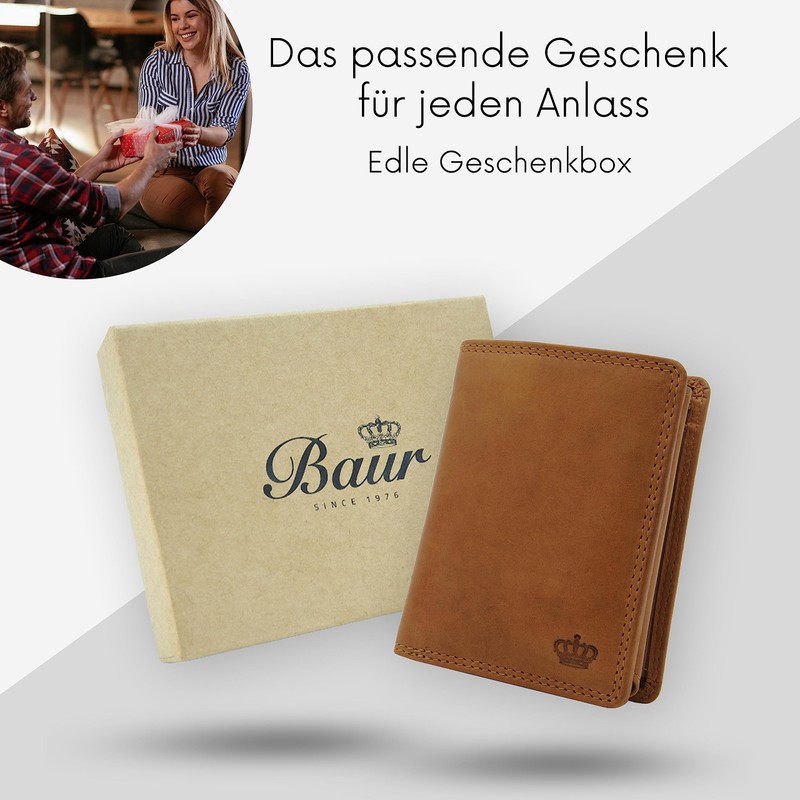 Baur Men's Genuine Leather Wallet with RFID Protection Large Wallet