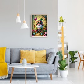 GDYEEH DIY 5D Old Man Diamond Art Kits, Round Full Drill Sparkling Gnome Butterfly Diamond Painting Picture, Dreamland Painting by Numbers Art Kits for Adults Beginners Home Wall Decor 12x16 inch