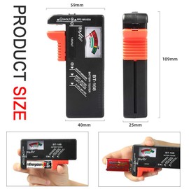 2Pcs Battery Tester Checker, Universal Battery Checker for AA AAA C D 9V 1.5V Button Cell Household Batteries Smal Electrical Monitor Meter Equipment (Requires No Battery for Operating)