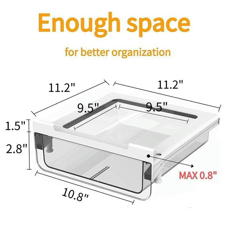 vacane Kitchen Organizer Drawer, Clear Under Shelf Drawer,Pantry Drawer Under