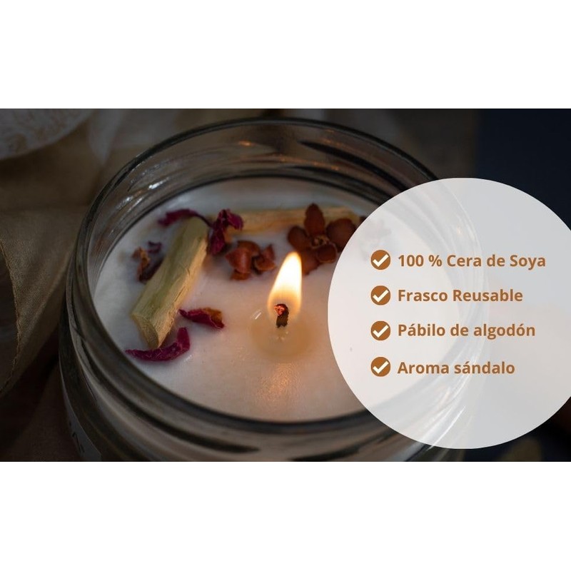 LA CASA DE ALEJANDRA Vela aromática de Sandalo, aroma de