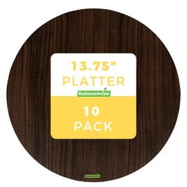 Restaurantware Cater Tek 13.8 Inch Charcuterie Boards 10 Faux Wood Cheese Boards - Round Stackable Dark Paper Cardboard Charcuterie Boards Disposable For Serving At Catered Events