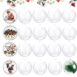 Pack of 20 Clear Christmas Baubles, Fillable Acrylic Baubles, Transparent Plastic Christmas Tree Baubles, Christmas Tree Decorations, Christmas Tree Baubles, Clear for Christmas, Wedding, Party, Home