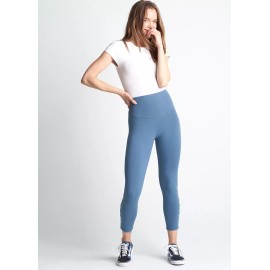 Yummie Signature Waistband Legging With Floral Embroidery Sockshosiery, Blue, XL