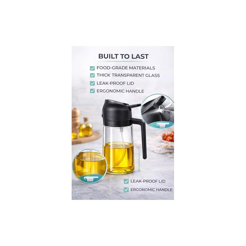 2-Pack Olive Oil Sprayer Set - Glass Oil Mister for