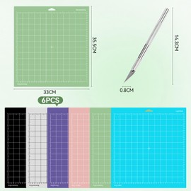 Juego de 6 Tapete de Corte para Silhouette Cameo (12 x 12 pulgadas) y 3 Cuchillo para manualidades, alfombrillas de corte para Silhouette Cameo, Cutting Mat para costura,bordado