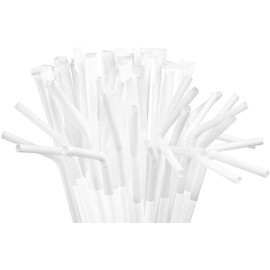 Flexible Drinking Straws - Individually Wrapped (200, White)