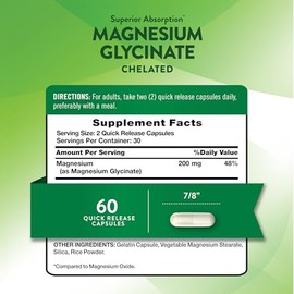 Nature's Truth Magnesium Glycinate 665Mg, 60 Count