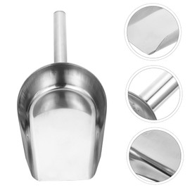 KICHOUSE Stainless Steel Ice Shovel Lid Cold Mini Ice Cube Trays Popcorn Ice Mold Ice Cream Baller Scoop Snow Salt Spreader Cup Ice Cube Tray Ice Cream Scoop Warming Ice Tongs Sand Silver