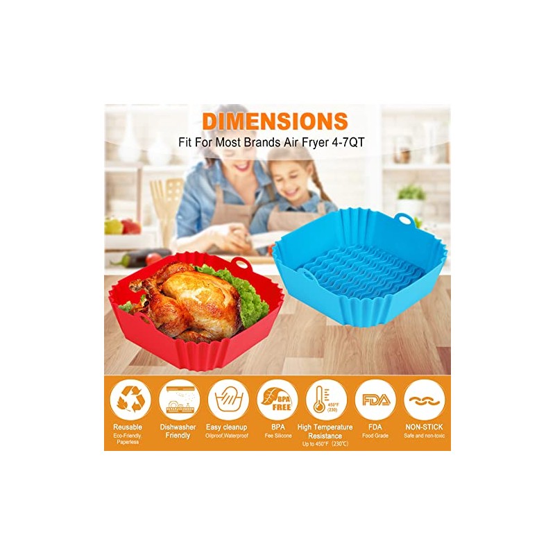 Boribim 2 PCS Reusable Silicone Air Fryer Liners - 8