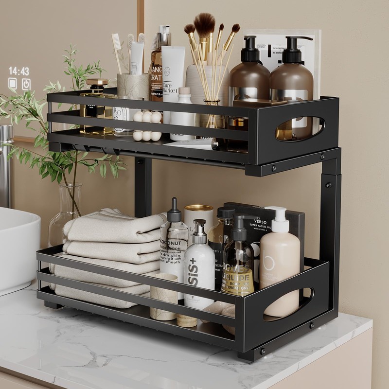 Under Sink Organizer, 2 Tier Under Sink Organizers and Storage,