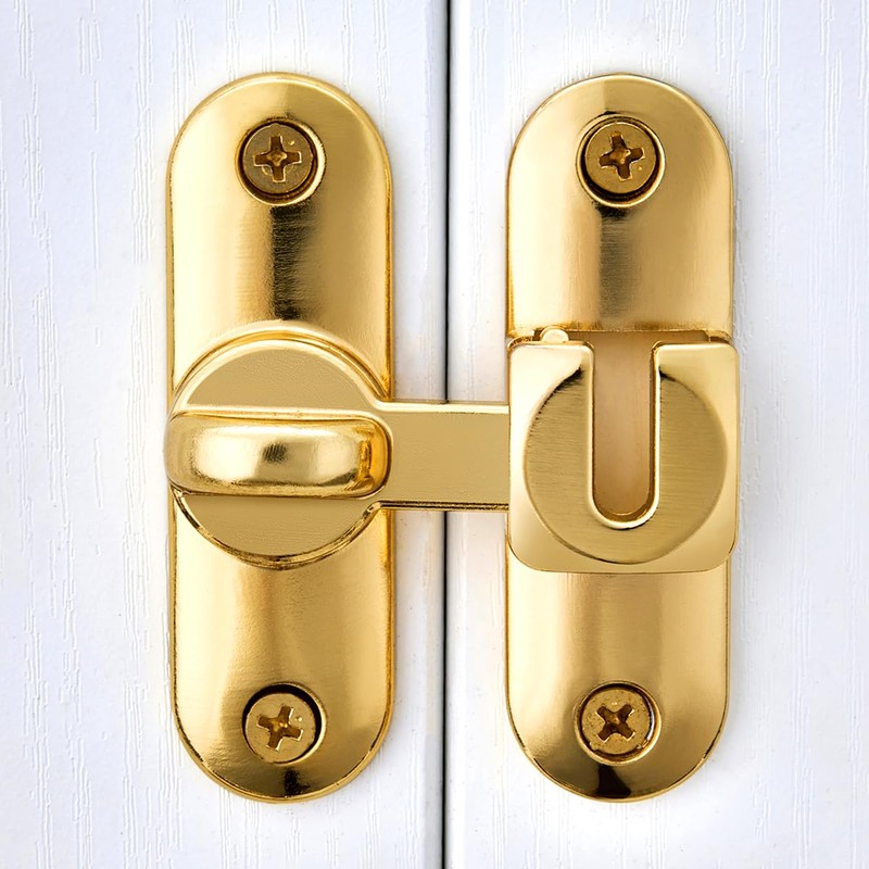 INIRET Gold Barn Door Latches,90/180 Degree Gate Lock,Flip Gate Latches