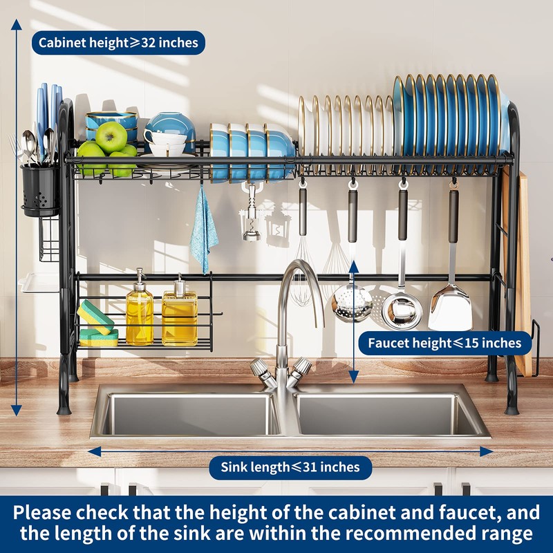 MOUKABAL Dish Drying Rack - Stainless Steel Over The Sink