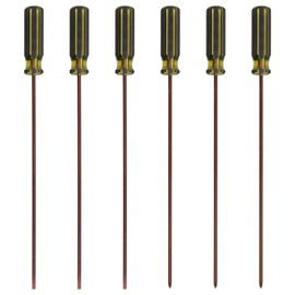 6 PCS 15.7 Inch Long Screwdriver, Long Screwdrivers Set 3 Flat Head and 3 Cross Phillips Screwdrivers Magnetic Screwdriver Set with Cushioned Handle