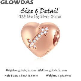 GLOWDAS - Signo del zodíaco de oro rosa con circonita cúbica transparente en plata de ley 925, 12 abalorio de constelación/horóscopo para pulseras europeas de Birday, regalos para