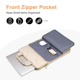 MOSISO Vertical Laptop Shoulder Bag, 13-13.3 Inch Computer Bag Compatible with MacBook, HP, Dell, Lenovo, Asus Notebook, Rhombus Quilted Messenger Bag with Front Pocket & Handle & Belt, Sand