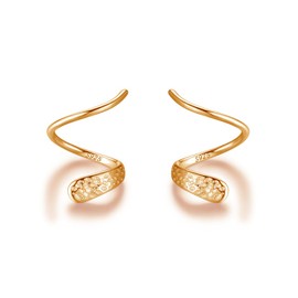 Silver Silver 925 Gold 18K Coated Spiral Spiral Ring Twisted Earrings, Sterling Silver Silver