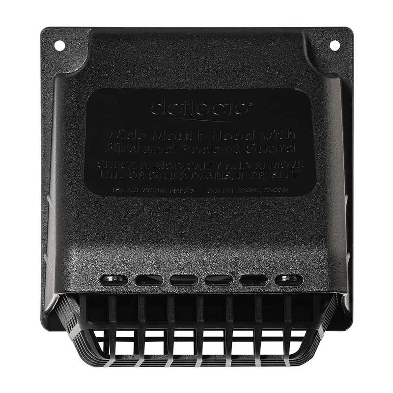 Deflecto Wide Mouth Dryer Vent Hood with Pipe, Bird Guard-Black