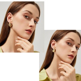 Chunky gold earrings 2 Paris chunky gold hoops earrings for women Gold teardrop earrings Hypoallergenic Lightweight Drop Hoops Gold Drop Earrings For Women Chunky Drop Earrings For Women
