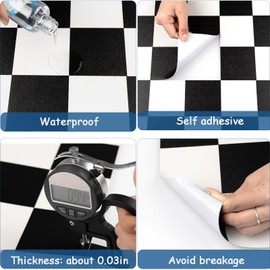 Peel and Stick Floor Tiles: 10pcs11.81 * 11.81in Waterproof Vinyl Flooring self-Adhesive Floor Tile Sticker for Bathroom/Kitchen/Bedroom/livingroom/Hallway(Black and White)