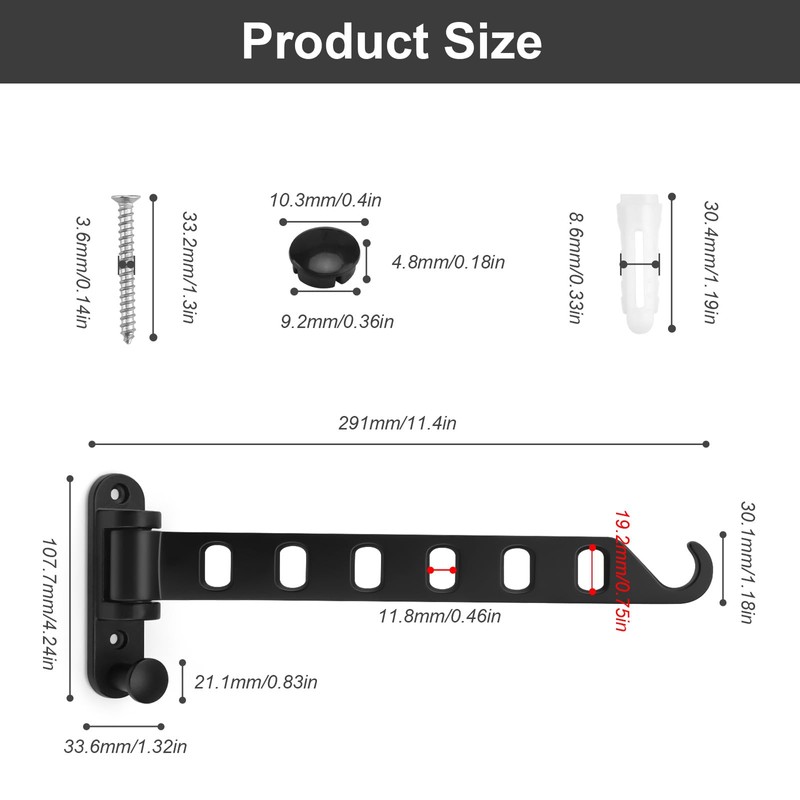 TIANLIN Foldable Clothes Hook, Folding Hook with 8 Hanging Positions,