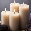 2.8x4 Pillar Candles Set of 6, Unscented Ivory Pillar Candles