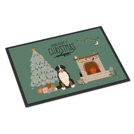 Caroline's Treasures CK7599MAT Bernese Mountain Dog Christmas Everyone Doormat 18x27 Front Door Mat Indoor Outdoor Rugs for Entryway, Non Slip Washable Low Pile, 18H X 27W