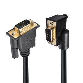 CY Cable 90 Degree Left Angled VGA RGB Male to Straight Male Extension 3COAX+6C for Monitor Projector Computer