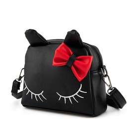 Queen-b Pochette Cat Cute 2-Way Shoulder Bag, Backpack, For Children, Girls, Cats, Cat Ears, Cats, Stylish, Children's Pouch, Bag, Cross-body, Lightweight, Going Out, Black