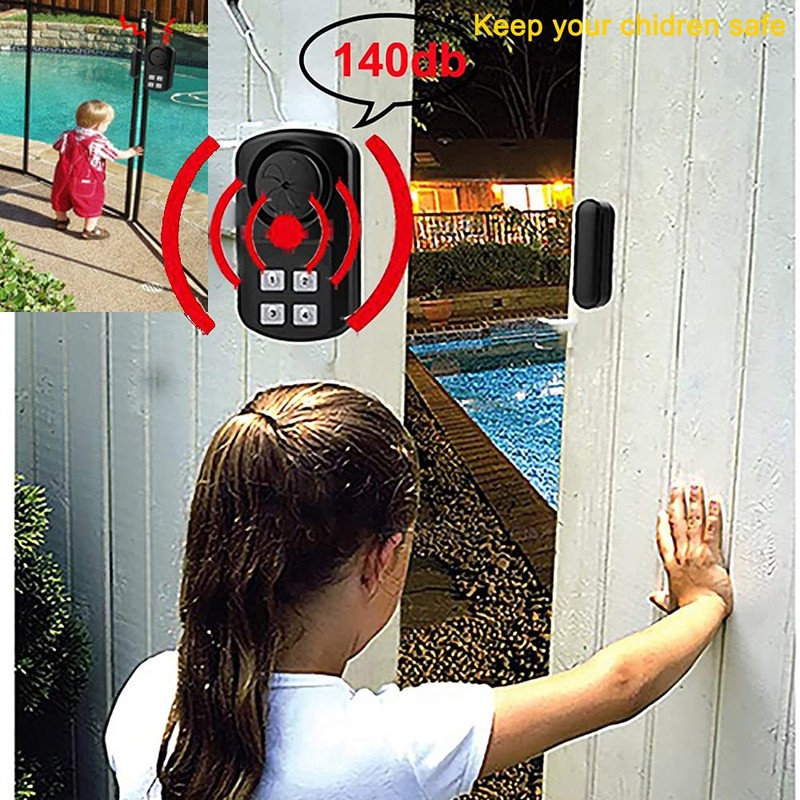 Outdoor Door Gate Alarm with Remote Control, Wireless Weatherproof Entry