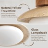 9.8'' Yellow Travertine Flush Mount Ceiling Lamp with Wood Base