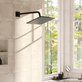 Gabrylly 10" Rain Shower Head, Rainfall Ceiling Mount Shower Head, Matte Black, 2.5 GPM Water Flow